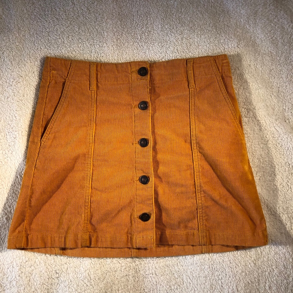 Mustard Yellow Button Skirt